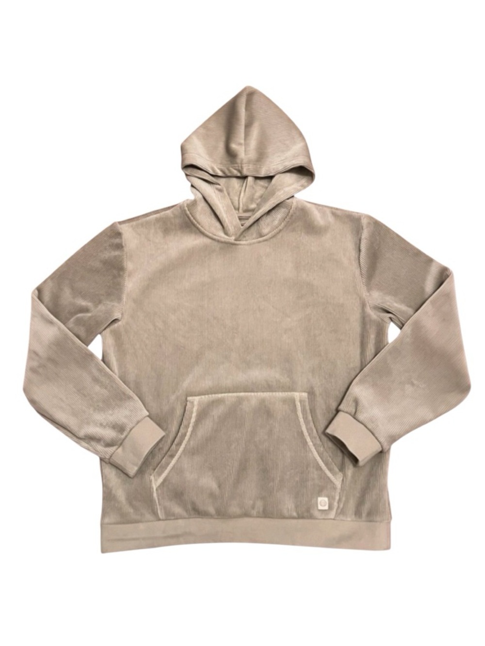 MARINE LAYER Velour Corduroy Hoodie Pullover Sweatshirt Soft Abbey Stone Men's M